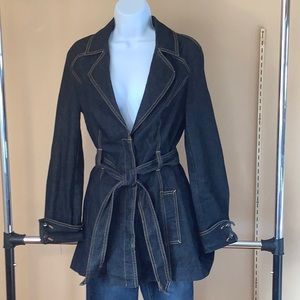 Bisou Bisou Dark Wash Blazer Style Denim Jacket